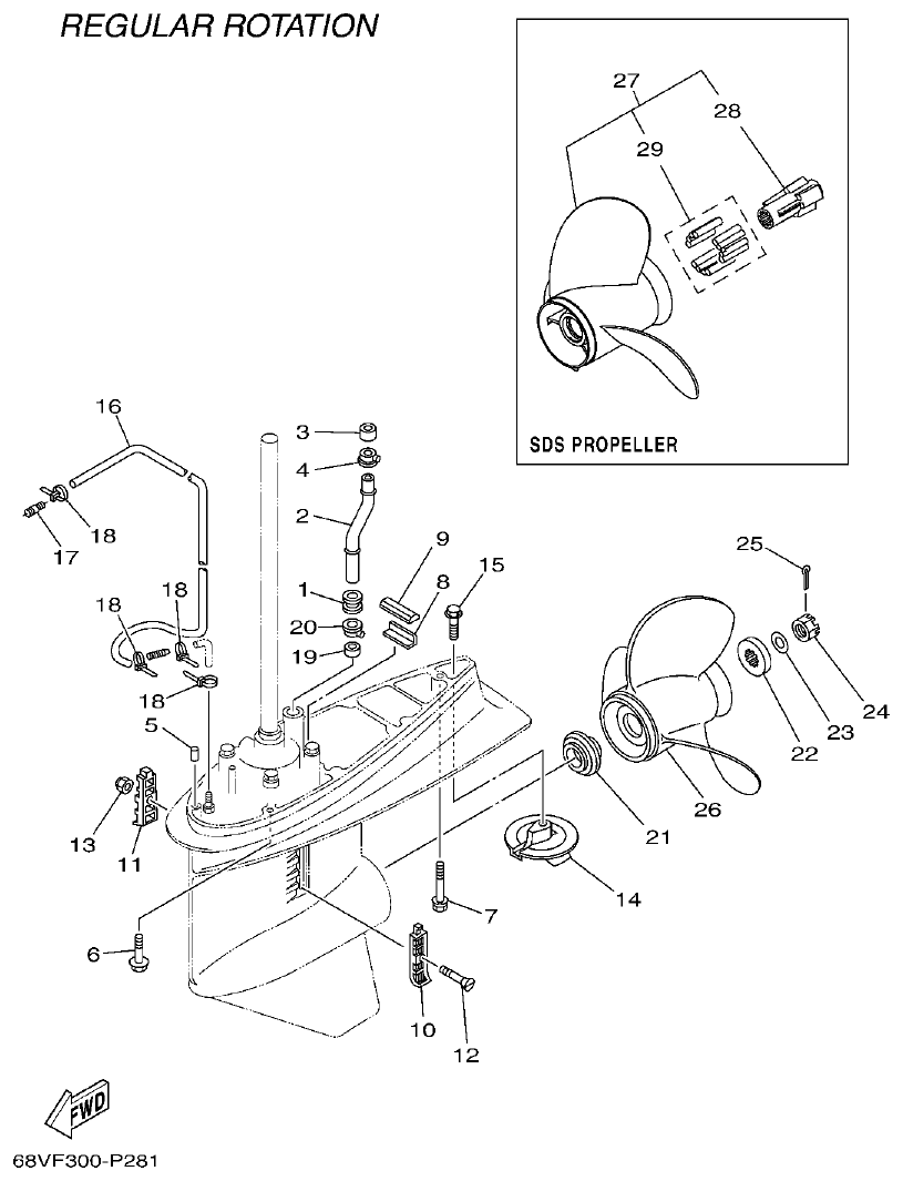 Yamaha F115A, FL115A, FL115AET LOWER CASING & DRIVE 2 parts diagram